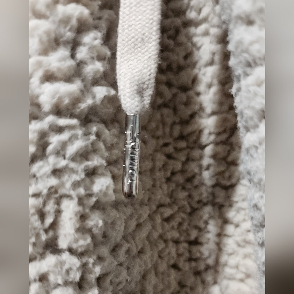 🧸 Tommy Hilfiger Oversized Teddy Sherpa Hoodie Jacket Cream Beige L 🤎 - Picture 6 of 7
